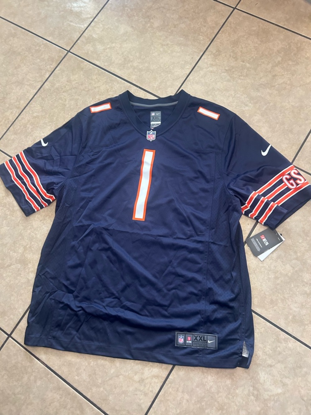 NFL Navy Blue Men’s Football Jersey with Orange & White Accents